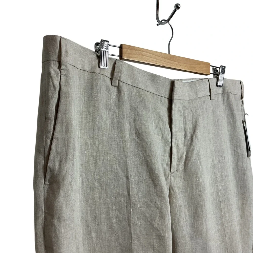 H&M Size 46R Natural 100% Linen‎ Slim Fit Men's Suit Pants NEW Lightweight